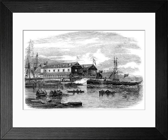 Framed Print : Launch of H.M. Gun-Boat The Hardy, at Bristol, 1856. Creator: Unknown. Launch of H.M. Gun-Boat The Hardy, at Bristol, 1856. Creator: Unknown Framed Print : Launch of H.M. Gun-Boat The Hardy, at Bristol, 1856. Creator: Unknown. Launch of H.M. Gun-Boat The Hardy, at Bristol, 1856. Creator: Unknown