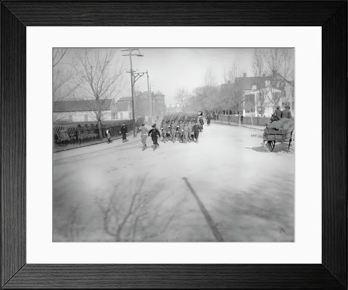 Framed Print : U.S.S. Maine, land drill, (1896?). Creator: Unknown Framed Print : U.S.S. Maine, land drill, (1896?). Creator: Unknown