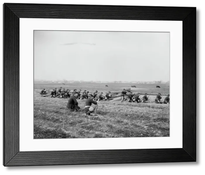 Framed Print : U.S.S. Maine, marine skirmish drill, (1896?). Creator: Unknown