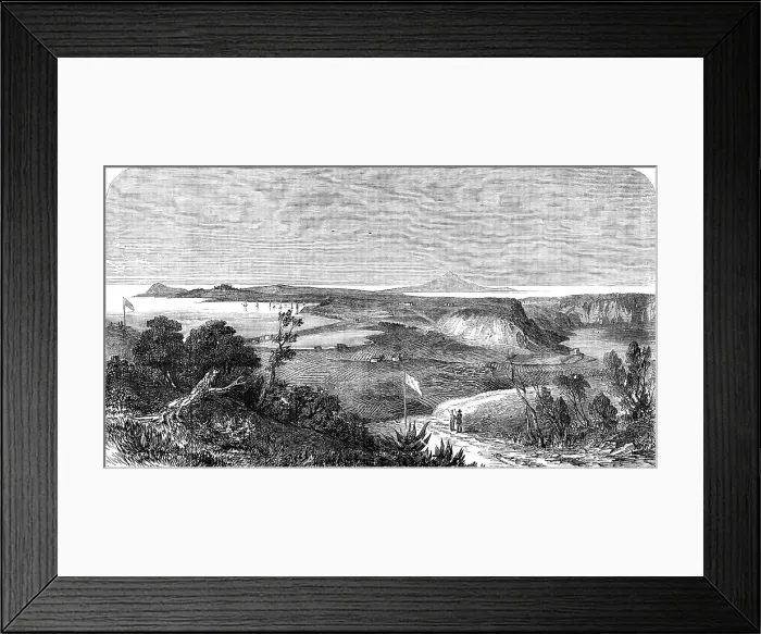 Framed Print : The Port and Castle of Baie: The Cape of Misenum Site of the Garden of Lucullus... 1856. Creator: Unknown Framed Print : The Port and Castle of Baie: The Cape of Misenum Site of the Garden of Lucullus... 1856. Creator: Unknown