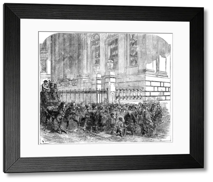 Framed Print : Reading the News of the Peace, at the Mansion-House, 1856. Creator: Unknown Framed Print : Reading the News of the Peace, at the Mansion-House, 1856. Creator: Unknown