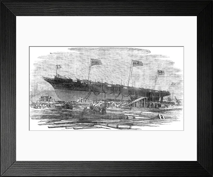 Framed Print : Launch of H.M. Dispatch Gun-Boat Vigilant, at Messrs. Mare and Co.'s, Blackwall, 1856. Creator: Unknown. Launch of H.M. Dispatch Gun-Boat Vigilant, at Messrs. Mare and Co.'s, Blackwall, 1856. Creator: Unknown Framed Print : Launch of H.M. Dispatch Gun-Boat Vigilant, at Messrs. Mare and Co.'s, Blackwall, 1856. Creator: Unknown. Launch of H.M. Dispatch Gun-Boat Vigilant, at Messrs. Mare and Co.'s, Blackwall, 1856. Creator: Unknown