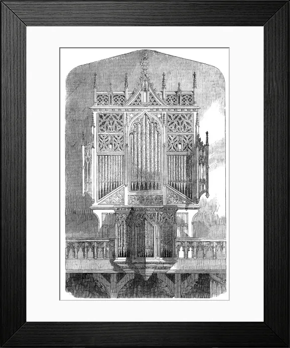 Framed Print : New Organ in the Restored Abbey Church, Sherborne, Dorset, 1856. Creator: Unknown Framed Print : New Organ in the Restored Abbey Church, Sherborne, Dorset, 1856. Creator: Unknown