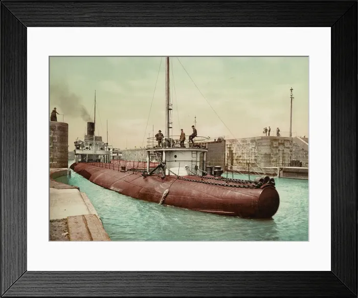 Framed Print : Whaleback leaving Poe Lock, Sault Ste. Marie, Michigan, c1899. Creator: Unknown. Whaleback leaving Poe Lock, Sault Ste. Marie, Michigan, c1899. Creator: Unknown Framed Print : Whaleback leaving Poe Lock, Sault Ste. Marie, Michigan, c1899. Creator: Unknown. Whaleback leaving Poe Lock, Sault Ste. Marie, Michigan, c1899. Creator: Unknown