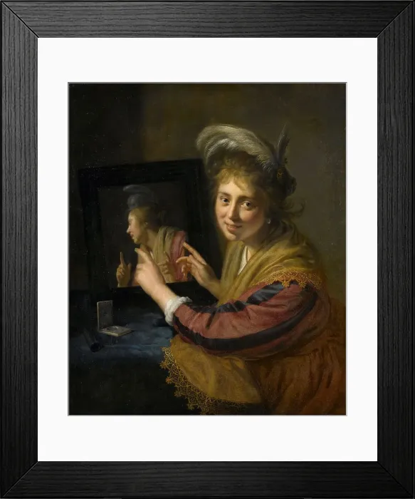 Framed Print : Girl at the Mirror, 1632. Creator: Paulus Moreelse Framed Print : Girl at the Mirror, 1632. Creator: Paulus Moreelse