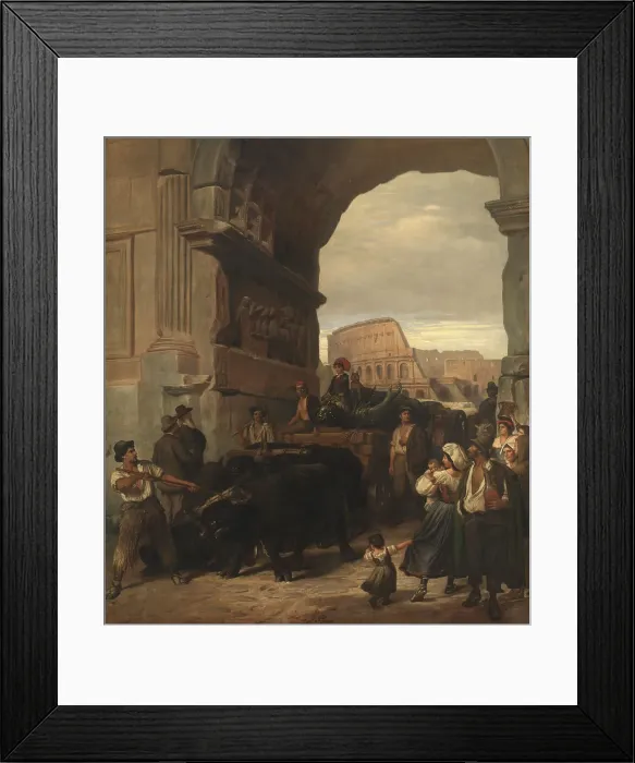 Framed Print : Roman Workmen Transporting an Antique Imperial Statue from the Colosseum through the... 1866-1867. Creator: Ludvig Abelin Schou Framed Print : Roman Workmen Transporting an Antique Imperial Statue from the Colosseum through the... 1866-1867. Creator: Ludvig Abelin Schou