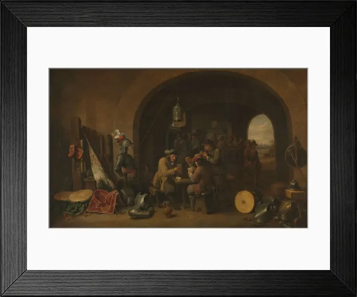Framed Print : Guardroom, c.1740. Creator: Jacques Ignatius de Roore Framed Print : Guardroom, c.1740. Creator: Jacques Ignatius de Roore