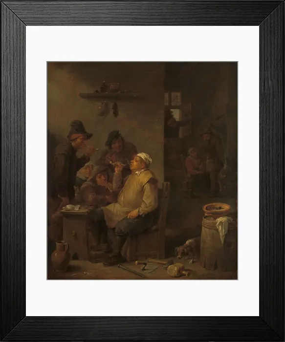 Framed Print : Mason Smoking with Companions in a Tavern, c.1675. Creator: David Teniers II Framed Print : Mason Smoking with Companions in a Tavern, c.1675. Creator: David Teniers II