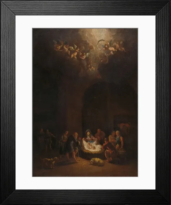 Framed Print : The Adoration of the Shepherds, c.1680. Creator: Peeter Bout Framed Print : The Adoration of the Shepherds, c.1680. Creator: Peeter Bout