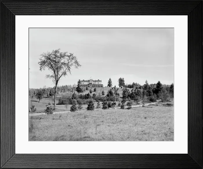 Framed Print : Forest Hills Hotel from Franconia Village, White Mountains, between 1890 and 1901. Creator: Unknown Framed Print : Forest Hills Hotel from Franconia Village, White Mountains, between 1890 and 1901. Creator: Unknown