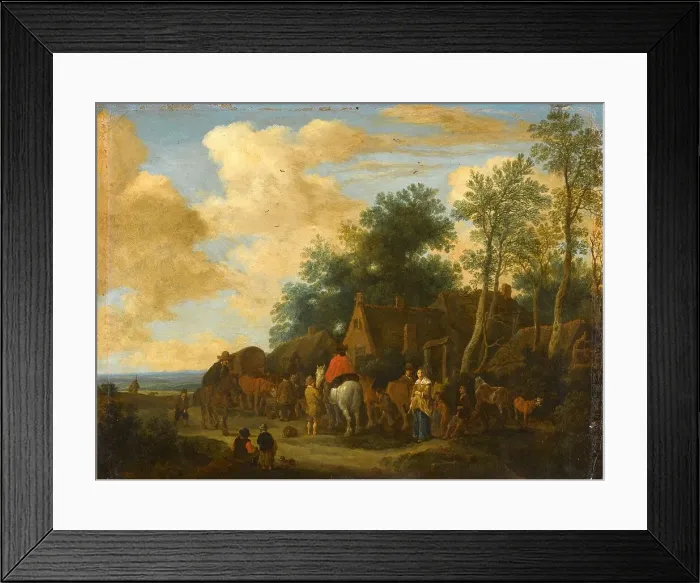 Framed Print : Halting at a Roadside Inn, 1657. Creator: Pieter Molijn Framed Print : Halting at a Roadside Inn, 1657. Creator: Pieter Molijn