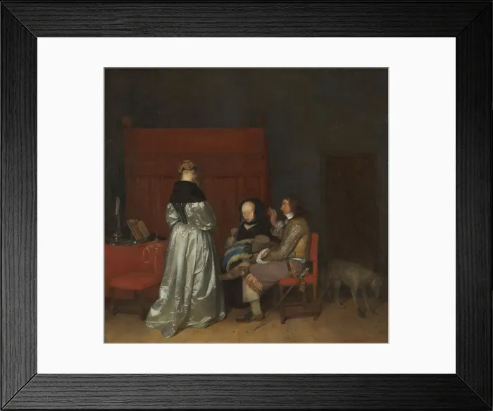 Framed Print : Gallant Conversation, Known as The Paternal Admonition, c.1654. Creator: Gerard Terborch II