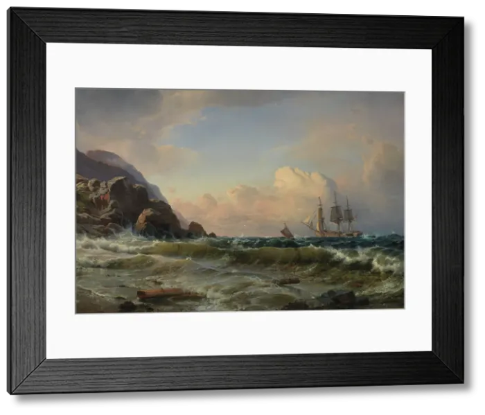 Framed Print : A Norwegian Coastline, 1868-1873. Creator: Carl Frederik Sorensen Framed Print : A Norwegian Coastline, 1868-1873. Creator: Carl Frederik Sorensen