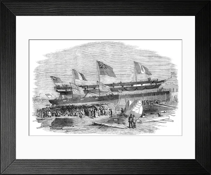 Framed Print : Launch of The Genova Steam-ship, at Messrs. Mare's, Blackwall, 1856. Creator: Unknown. Launch of The Genova Steam-ship, at Messrs. Mare's, Blackwall, 1856. Creator: Unknown Framed Print : Launch of The Genova Steam-ship, at Messrs. Mare's, Blackwall, 1856. Creator: Unknown. Launch of The Genova Steam-ship, at Messrs. Mare's, Blackwall, 1856. Creator: Unknown