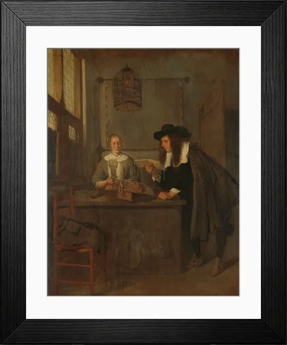 Framed Print : Interior with Lace-Worker and a Visitor, 1650-1668. Creator: Gerritsz Quiringh van Brekelenkam Framed Print : Interior with Lace-Worker and a Visitor, 1650-1668. Creator: Gerritsz Quiringh van Brekelenkam