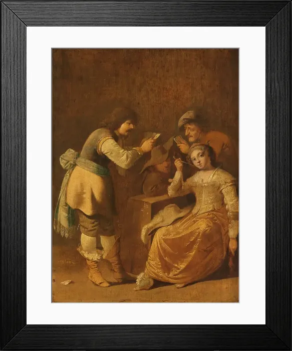 Framed Print : Card players with woman smoking a pipe, 1630-1647. Creator: Pieter Jansz. Quast Framed Print : Card players with woman smoking a pipe, 1630-1647. Creator: Pieter Jansz. Quast