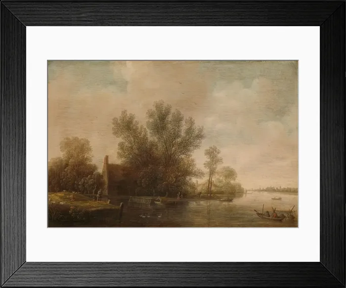 Framed Print : River Landscape, 1630-1650. Creator: Pieter Jansz van Asch Framed Print : River Landscape, 1630-1650. Creator: Pieter Jansz van Asch