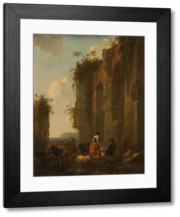 Framed Print : Ruins in Italy, 1658. Creator: Nicolaes Berchem Framed Print : Ruins in Italy, 1658. Creator: Nicolaes Berchem