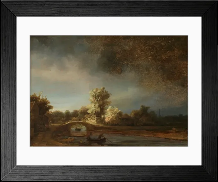 Framed Print : Landscape with a Stone Bridge, c.1638. Creator: Rembrandt Harmensz van Rijn Framed Print : Landscape with a Stone Bridge, c.1638. Creator: Rembrandt Harmensz van Rijn