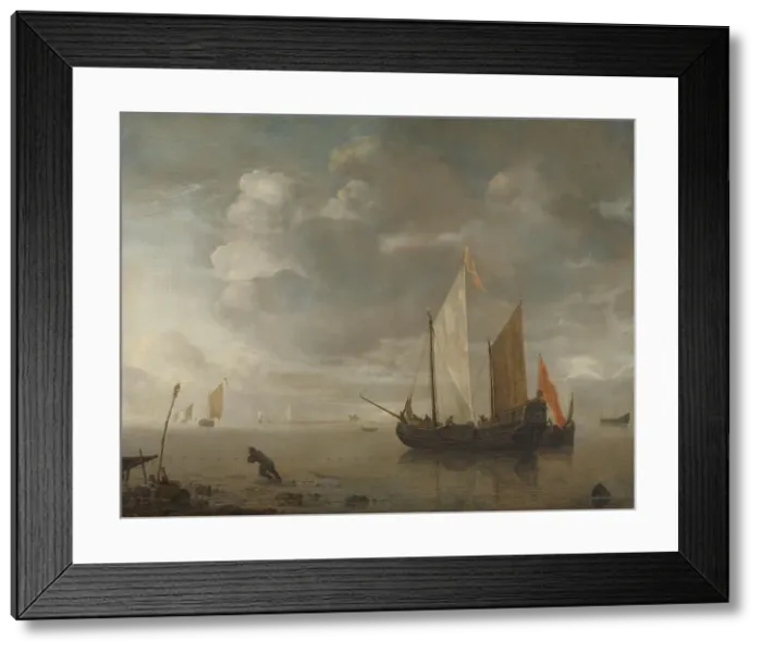 Framed Print : Calm Sea, 1650-1676. Creator: Hendrick Jacobsz Dubbels Framed Print : Calm Sea, 1650-1676. Creator: Hendrick Jacobsz Dubbels