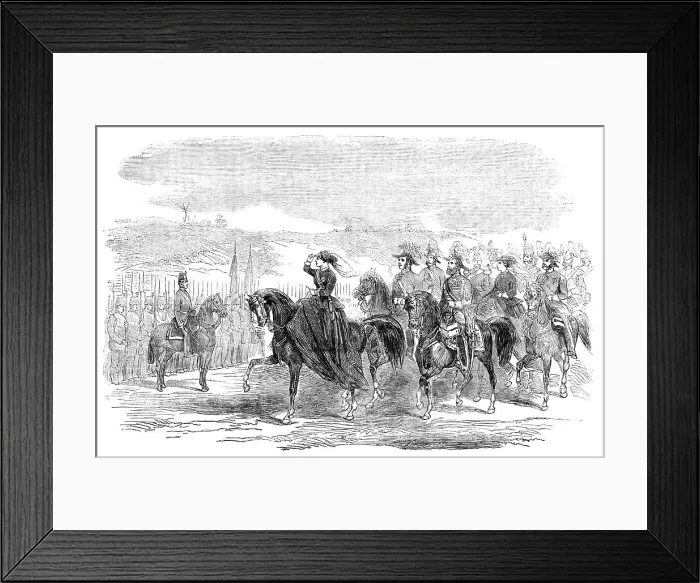 Framed Print : Her Majesty Reviewing the Troops, at Aldershott, 1856. Creator: Ebenezer Landells Framed Print : Her Majesty Reviewing the Troops, at Aldershott, 1856. Creator: Ebenezer Landells
