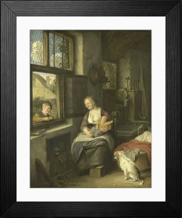 Framed Print : A Mother with her Children, 1690. Creator: Cornelis Dusart Framed Print : A Mother with her Children, 1690. Creator: Cornelis Dusart