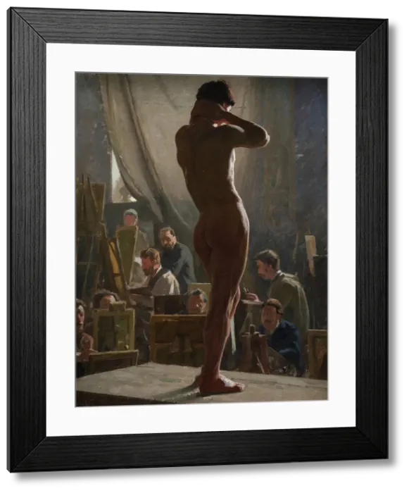 Framed Print : Male Nude in the Studio of Bonnat, 1877. Creator: Laurits Tuxen Framed Print : Male Nude in the Studio of Bonnat, 1877. Creator: Laurits Tuxen