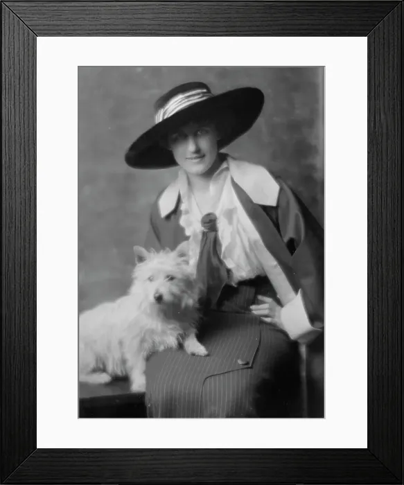 Framed Print : Milholland, Inez (Mrs. Eugene Boissevain), with dog, portrait photograph, 1914. Creator: Arnold Genthe Framed Print : Milholland, Inez (Mrs. Eugene Boissevain), with dog, portrait photograph, 1914. Creator: Arnold Genthe