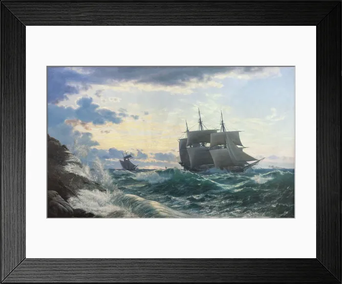 Framed Print : Ships off the coast the morning after a storm, 1878. Creator: Carl Rasmussen Framed Print : Ships off the coast the morning after a storm, 1878. Creator: Carl Rasmussen