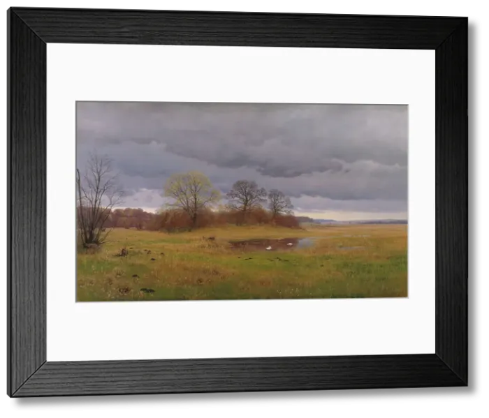 Framed Print : Spring landscape with rain showers. South Zealand, 1879. Creator: Hans Gabriel Friis Framed Print : Spring landscape with rain showers. South Zealand, 1879. Creator: Hans Gabriel Friis