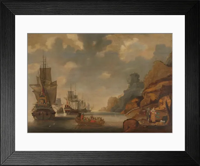 Framed Print : A French Squadron near a Rocky Coast, 1640-1676. Creator: Jacob Bellevois Framed Print : A French Squadron near a Rocky Coast, 1640-1676. Creator: Jacob Bellevois