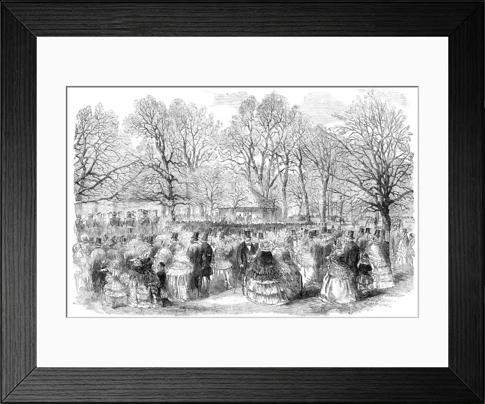 Framed Print : The Band of the Royal Horse-Guards, Blue Playing in Kensington-Gardens, 1856. Creator: Unknown Framed Print : The Band of the Royal Horse-Guards, Blue Playing in Kensington-Gardens, 1856. Creator: Unknown