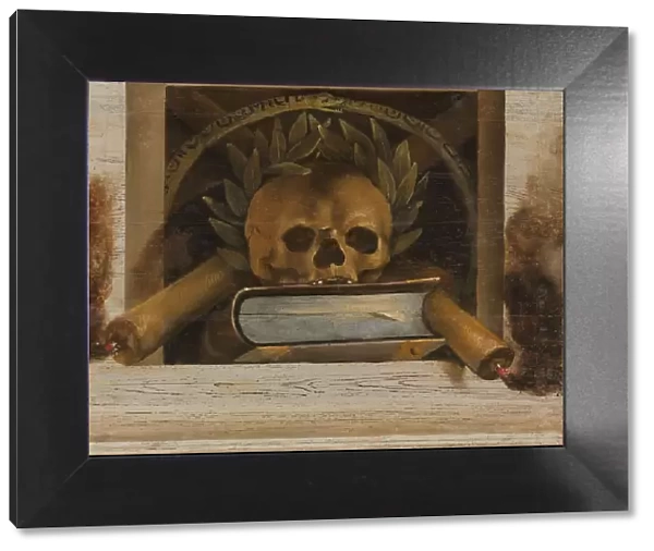 Vanitas Still Life with Scull with Laurel Wreath, Book and two Burning Candles, 1645-1650. Creator: Jacob van Campen