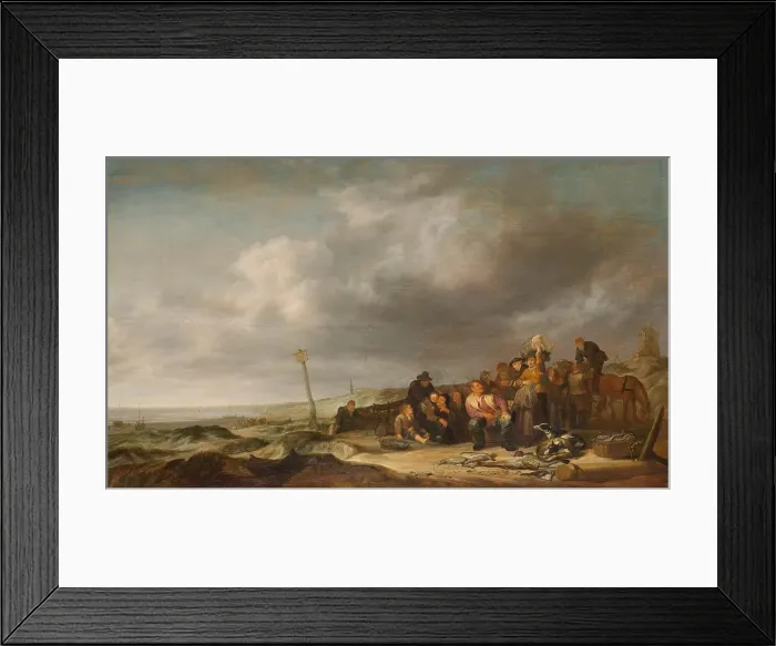 Framed Print : Beach with Fishermen, 1630-1653. Creator: Simon de Vlieger Framed Print : Beach with Fishermen, 1630-1653. Creator: Simon de Vlieger