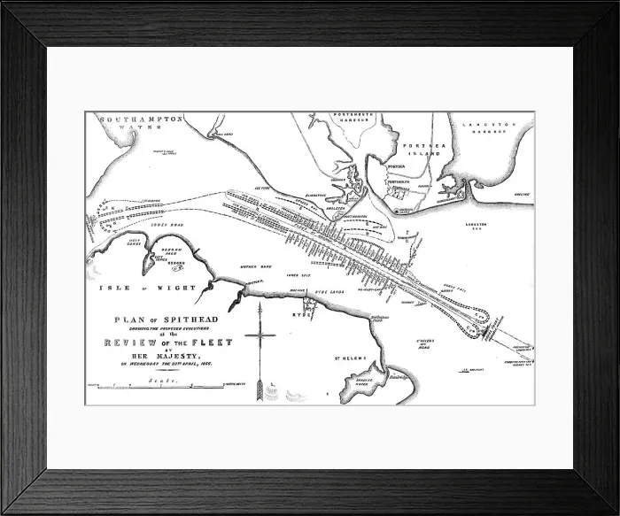 Framed Print : Plan of Spithead showing the Proposed Evolutions at the Review of the Fleet by Her Majesty, on Wedne Creator: Unknown Framed Print : Plan of Spithead showing the Proposed Evolutions at the Review of the Fleet by Her Majesty, on Wedne Creator: Unknown