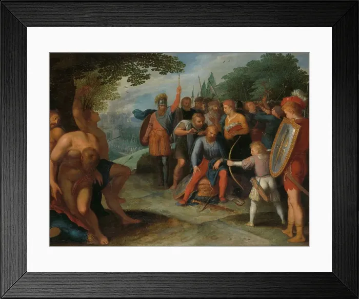 Framed Print : Julius Civilis Having his Hair Cut after the Fall of Vetera, while his Son Kills Some... 1600-1613. Creator: Otto Van Veen Framed Print : Julius Civilis Having his Hair Cut after the Fall of Vetera, while his Son Kills Some... 1600-1613. Creator: Otto Van Veen