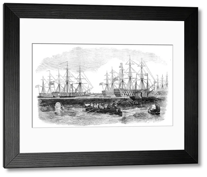 Framed Print : The Grand Naval Review, at Spithead: The Fleet from the South - sketched by J. W. Carmichael, 1856. Creator: Unknown Framed Print : The Grand Naval Review, at Spithead: The Fleet from the South - sketched by J. W. Carmichael, 1856. Creator: Unknown