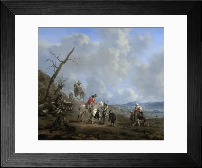 Framed Print : Landscape with Riders, Hunters and Peasants, 1650-1674. Creator: Johannes Lingelbach Framed Print : Landscape with Riders, Hunters and Peasants, 1650-1674. Creator: Johannes Lingelbach