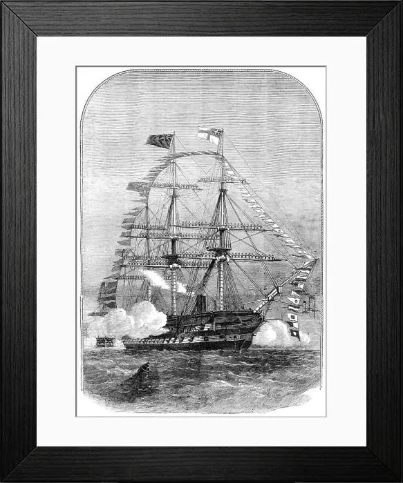 Framed Print : The Grand Naval Review, at Spithead: Getting under Way, and Manning the Yards, 1856. Creator: Unknown Framed Print : The Grand Naval Review, at Spithead: Getting under Way, and Manning the Yards, 1856. Creator: Unknown