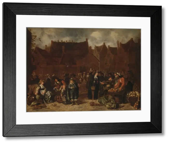 Framed Print : Vegetable Market, 1646. Creator: Sybrand van Beest Framed Print : Vegetable Market, 1646. Creator: Sybrand van Beest