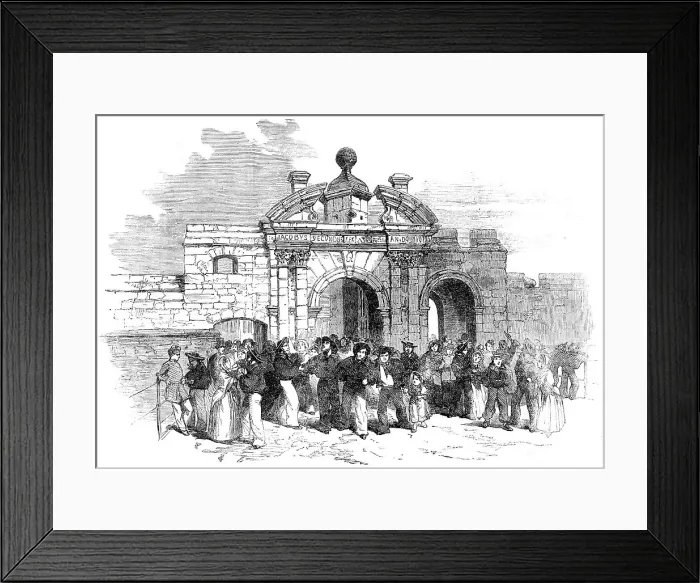 Framed Print : The Grand Naval Review, at Spithead: James Gate, Portsmouth - Liberty-Men Returning, 1856. Creator: Unknown Framed Print : The Grand Naval Review, at Spithead: James Gate, Portsmouth - Liberty-Men Returning, 1856. Creator: Unknown