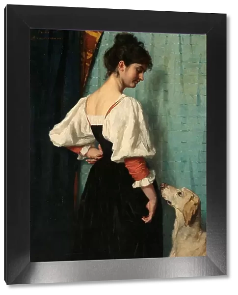 Young Woman, with Puck the Dog, c.1885-c.1886. Creator: Thérèse Schwartze