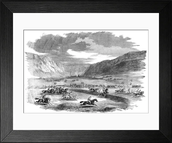 Framed Print : The Spring-Meeting before Sebastopol - the First [Jump?], Second Race, 1856 Creator: Unknown