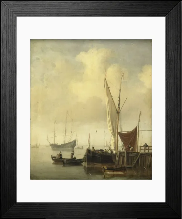 Framed Print : A Harbor, 1650-1707. Creator: Willem van de Velde the Younger Framed Print : A Harbor, 1650-1707. Creator: Willem van de Velde the Younger