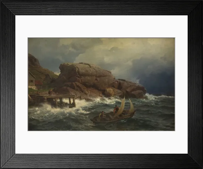 Framed Print : A Norwegian Seaport, 1882. Creator: Hans Fredrik Gude Framed Print : A Norwegian Seaport, 1882. Creator: Hans Fredrik Gude