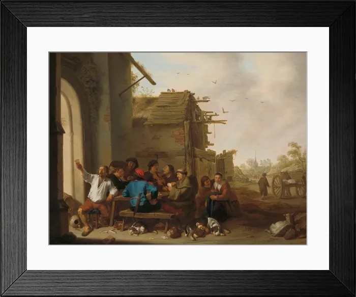 Framed Print : Figures before a Village Inn, 1642. Creator: Cornelis Saftleven Framed Print : Figures before a Village Inn, 1642. Creator: Cornelis Saftleven