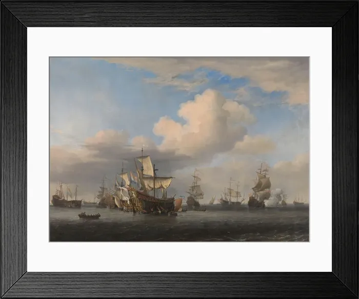 Framed Print : Captured English Ships after the Four Days Battle, c.1666. Creator: Willem van de Velde the Younger Framed Print : Captured English Ships after the Four Days Battle, c.1666. Creator: Willem van de Velde the Younger