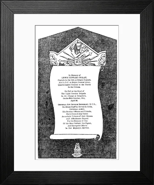 Framed Print : Memorial erected at Maidstone, to the memory of the brave Captain Nolan, who fell at Balaclava, 1856 Creator: Unknown Framed Print : Memorial erected at Maidstone, to the memory of the brave Captain Nolan, who fell at Balaclava, 1856 Creator: Unknown