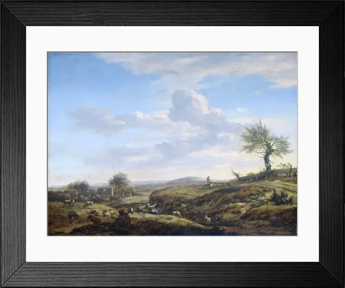 Framed Print : Hilly Landscape with a High Road, 1660-1672. Creator: Adriaen van de Velde Framed Print : Hilly Landscape with a High Road, 1660-1672. Creator: Adriaen van de Velde
