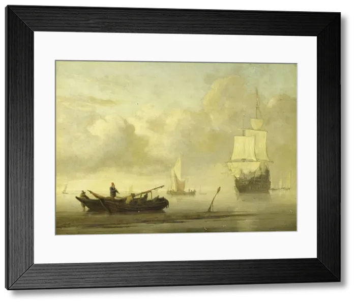 Framed Print : Ships near the Coast during a Calm, c.1650-c.1707. Creator: Willem van de Velde the Younger Framed Print : Ships near the Coast during a Calm, c.1650-c.1707. Creator: Willem van de Velde the Younger
